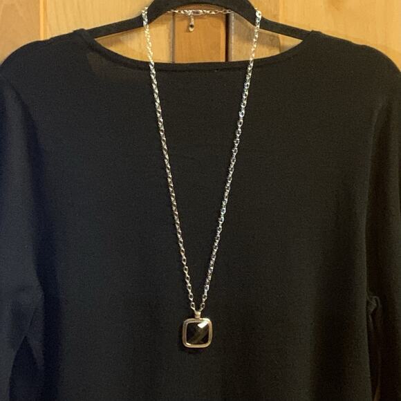 Anthology Sterling Silver and Faceted Onyx and Mother of Pearl Necklace - Picture 1 of 9